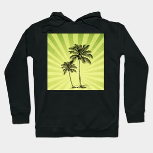 Vintage palm trees on lemon green Hoodie